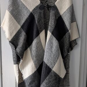 Black and White Plaid Poncho